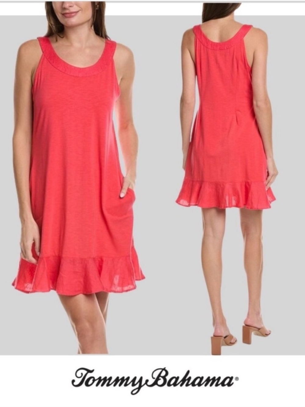 Tommy Bahama Coral Ruffle Sleeveless Dress